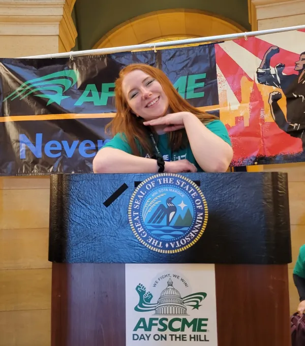 Kaitlyn at the AFSCME Day On The Hill 2025